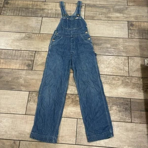 Vintage 60s LEE Blue Denim Made in the USA Bib Overalls size S/Medium - Picture 1 of 7