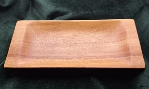 Vintage Monkeypod Wood Tray Trinket Dish Minimalist Folk Art Style Signed - Picture 1 of 5