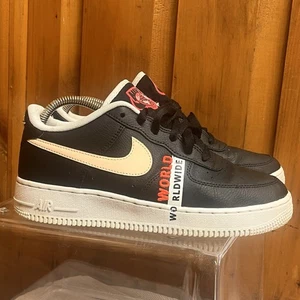 Nike Youth 7Y Boys Air Force 1 Low LV8 Worldwide Black Crimson CN8536-001 School - Picture 1 of 11