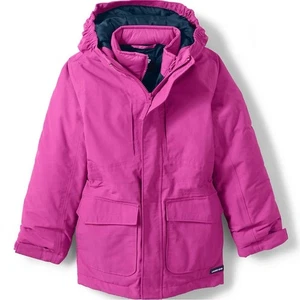 NUOVO Lands' End Kids Squall impermeabile isolato parka cappotto rosa ragazze grande $129 - Foto 1 di 12