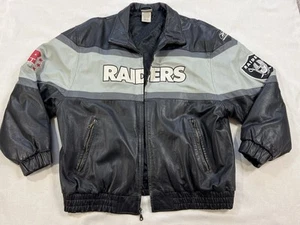 Chaqueta de cuero vintage años 90 Y2K NFL Oakland Raiders Reebok para hombre XL *defecto de cremallera* - Imagen 1 de 9