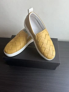 Zapatos Mocasines Bottega Veneta 578303 Cuero Amarillo Intrecciato Sin Cordones 43.5 - Imagen 1 de 4