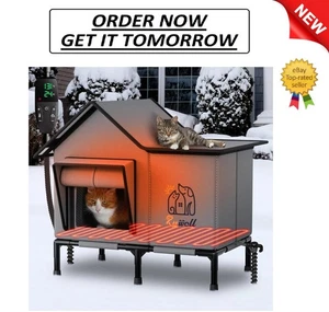 Casa climatizada para gatos al aire libre refugio resistente a la intemperie aislado con temporizador de temperatura - Imagen 1 de 10