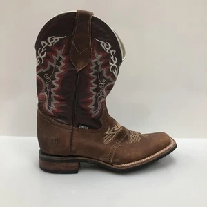 John Davis Stiefel Herren Größe 10 Braun Leder Western Cowboy Eckige Zehe Zum Überziehen - Bild 1 von 10