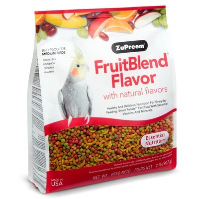 ZuPreem FruitBlend Flavor Pellets Bird Food for Medium Birds, 2 lb - Daily Blend