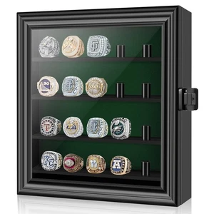 Championship Ring Display Case, Lockable Baseball Ring Holder with 20 Posts, ... - Picture 1 of 6