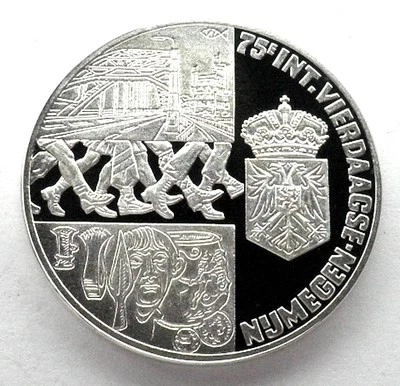 NETHERLANDS 25 ECU 1991 UNC Proof Silver,75th Four Day March, 2750 Minted. BB11 - Image 1 of 4