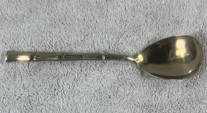 Vintage Bamboo Style Handle Flatware Tablespoon Gold Tone Thailand - Picture 1 of 6