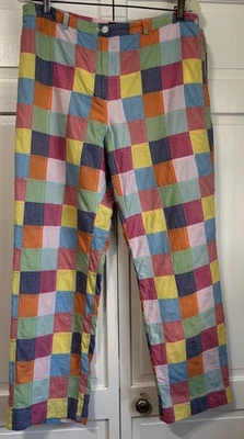 Brooks Brothers Preppy Patchwork Madras Pants Womens 10 Pastel Plaid - Image 1 of 4
