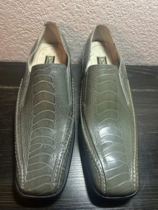 Stacy Adams Halbschuhe Herren Größe 8,5 M grau Leder Slipper elegante Schuhe exotischer Druck - Bild 1 von 9