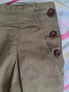 Toast Women's Khaki Cotton Trousers, Size 8, Lovely Cut & Quality, Side Buttons - Picture 1 of 5