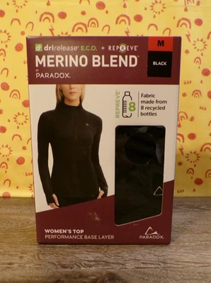 Capa base PARADOX Merino Blend nueva con etiquetas negra de rendimiento superior para mujer: M o L Foto 1 de 4