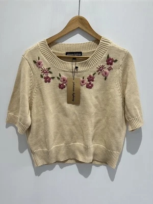 PRINCESS HIGHWAY Short Sleeve Cotton Embroidered Knit Top SIZE 14 New - Image 1 of 4