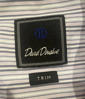 David Donahue 15 32/33 Hombre Abotonado Manga Larga Azul Púrpura Rayas Foto 1 de 4