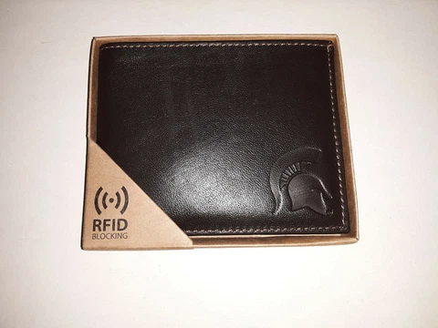 Michigan State Spartans Embossed Bi-Fold Men's Wallet By Rico with RFID Blocking Cover