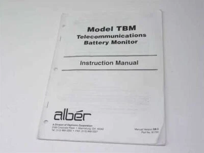 Alber 91790 Model TBM Telecommunications Battery Monitor Instruction Manual - Image 1 of 4