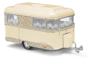 BUSCH 51703 Scala HO Roulotte ad un asse con tendine colore beige/argento - Foto 1 di 1