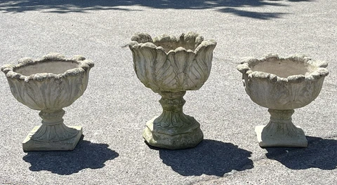 Garden Urns. Set Of 3. Large And Impressive. Country House Cover