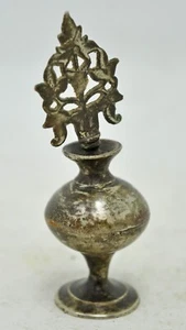 Antique Brass Small Perfume Bottle Surmadani Original Old Hand Crafted Engraved - Picture 1 of 7