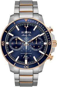 Bulova Men's Marine Star Chronograph Rotating Bezel Blue Dial Watch 45mm 98B301