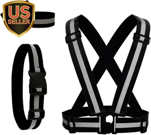 Reflective Vest Safety Running Gear, Reflective Glow Belt with 2Pack Reflecto... - Picture 1 of 1
