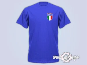 Retro Italy Football T Shirt World Cup Italia Italian Euro  T-shirt - Royal - Picture 1 of 1