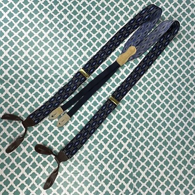 Tirantes Martin Dingman Azul Geométrico Diamante Cuero Marrón Foto 1 de 4