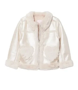 Design History Girls Rose Gold Matalic Jacket With Faux Fur  Size 6 NWT - Picture 1 of 4
