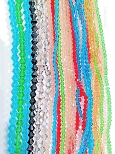 2000 Stck. Riesige Perlen Menge Glas Kristall Doppelkegel Perlen 4 & 6 mm Großhandel 25 Stränge - Bild 1 von 3