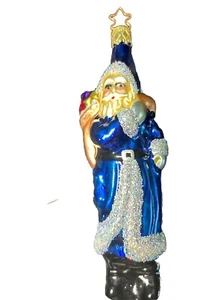 Vintage alte Welt Weihnachten/Inge Glas glitzernd MIDNIGHT SANTA 5,5" GERMANY - Bild 1 von 9