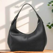 Women Retro Casual Armpit Handbag PU Leather Girls Outdoor Daily Bag (Black) #