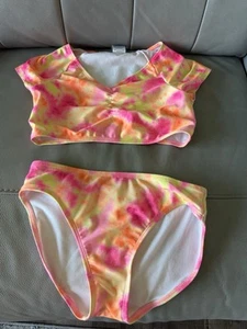 Art Class Pink Orange Tie Dye Swimsuit Set - Youth Size XL 14 - Picture 1 of 6