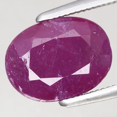 3.3ct  9.5x7.2mm Oval 100%Natural Unheated Purplish Red Ruby Guinea, Africa - Image 1 of 4