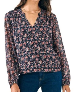 FAHERTY Bluse Seide Baumwolle Salbei Holz in Stargaze Floral Blau Gr. XS Neu mit Etikett! - Bild 1 von 7