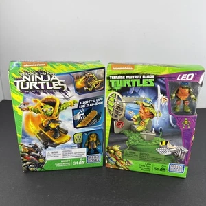 2016 TMNT - MEGA BLOCKS - LEO PIZZA FURY 51 Pcs & MIKEY TURBO SKATEBOARD 34 Pcs - Picture 1 of 8
