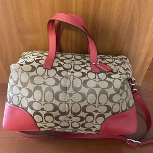 COACH Logo Print Bag Brown Red - Picture 1 of 8