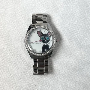 Reloj para mujer Betsey Johnson Cat plateado cristal brillante - Imagen 1 de 4