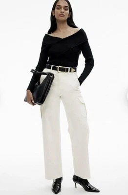 Witchery Denim Cargo Jeans Size 14 High Rise Relaxed Fit - image 1 of 4