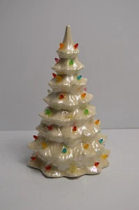 Albero di Natale Vintage Ceramica 8,5" Bianco NO BASE O LUCE Ceramica da Collezione - Foto 1 di 15