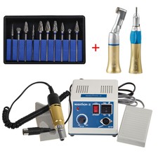 MICROMOTOR mit WINKELSTÜCK + HANDSTÜCK Zahnarzt Contra Straight 10 Burs HP P2