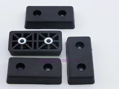 Rubber Feet .390" Tall - Steel Bushing Set of 4 Rectangular - Sold by W5SWL