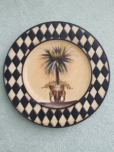 10” Palm Tree Plate & Wall mount Bracket,With Black Diamond Trim Home Interior - Picture 1 of 7