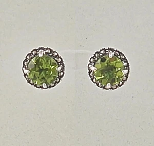 9923223 Peridot-Ohrstecker Marcasites D1cm 925er Argent - Picture 1 of 2