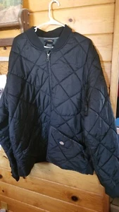 Dickies Men 2XLT Diamond Quilted Puffer Jacket Black Nylon Full Zip Mechanic - Picture 1 of 4