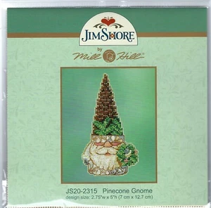 Pinecone Gnome Jim Shore Beads Mill Hill Cross Stitch Kit - Picture 1 of 2