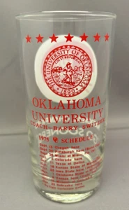 Oklahoma University OU Sooners 1975 National Football Champions Glass B. Switzer - Picture 1 of 7