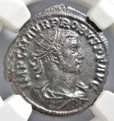 Probus Roman Empire NGC AU Aurelianianus Soldier Spear Branch Sphere Clementiate - Image 1 of 4