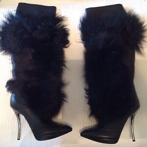 Lanvin Paris Fur knee high boots Black size 37/7 original $5000