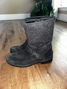 Women's UGG Waterproof ZIPPER Robbie 1017377 Stout BLACK Wool Ankle BOOTS Size 8 - Picture 1 of 5