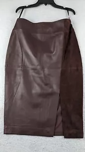 White House Black Market Leather Suede Skirt Size 4 Belted - Picture 1 of 8